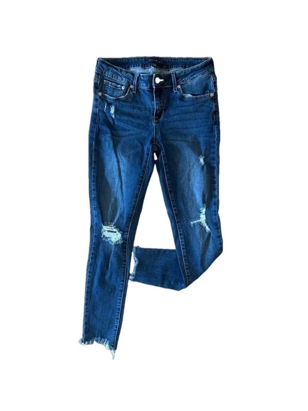 JUST USA Women's Low-Rise Distressed Raw Hem Ankle Skinny Jeans - Size 26